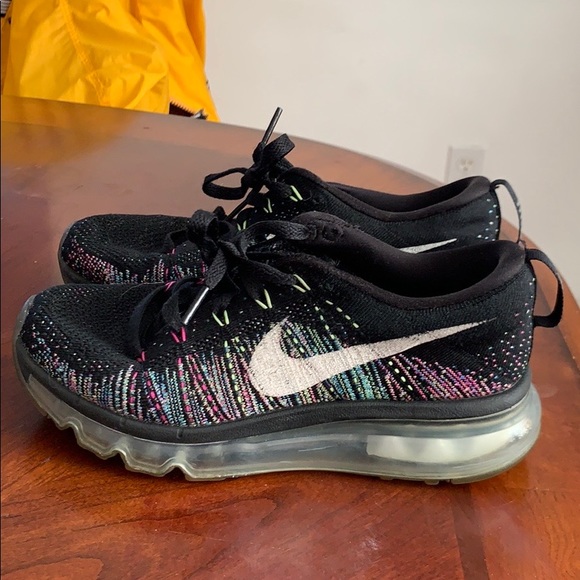 Flyknit Air Max Black/Multi pink green women 5.5 - Picture 3 of 6